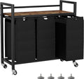 Laundry Hamper, Laundry Basket, Laundry Sorter with 3 Removable Bags, Clothes Basket with 3 Compartments, Wheels, Shelf for Laundry Room Bathroom Bedroom (3 Bags-Black)