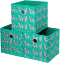 Fabric Strorage Cubes Box Basket Bins Foldable 10x10x10 Inch Lake Green Alpaca Pattern for Closet Organizer Inserts Drawers ,QY-SC16-3