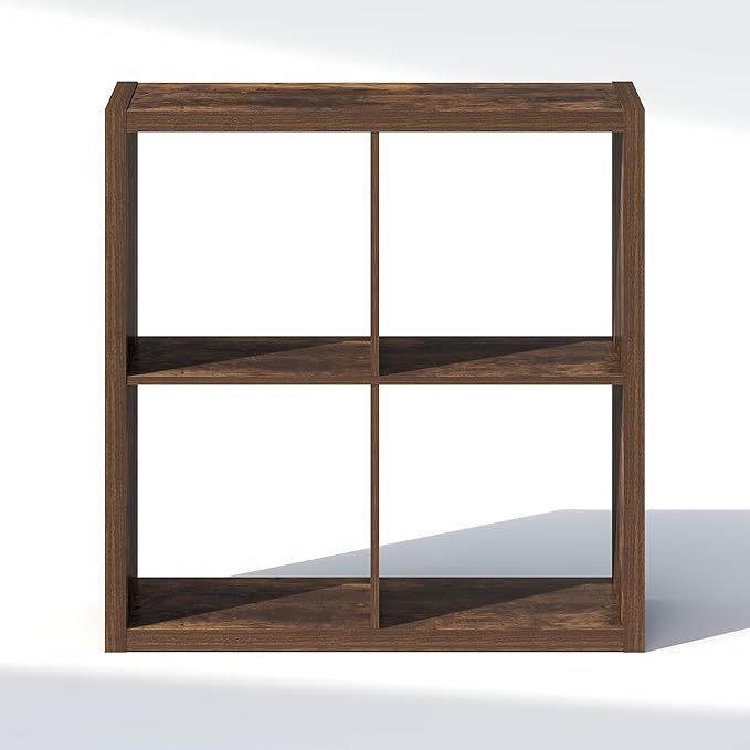 Furinno Cubic Closet Organizers and Storage, 4-Cube Closet Organizer, Open Shelf Closet Storage, Extra Thick Frame for Wardrobe, Bedroom, Living Room, Amber Pine