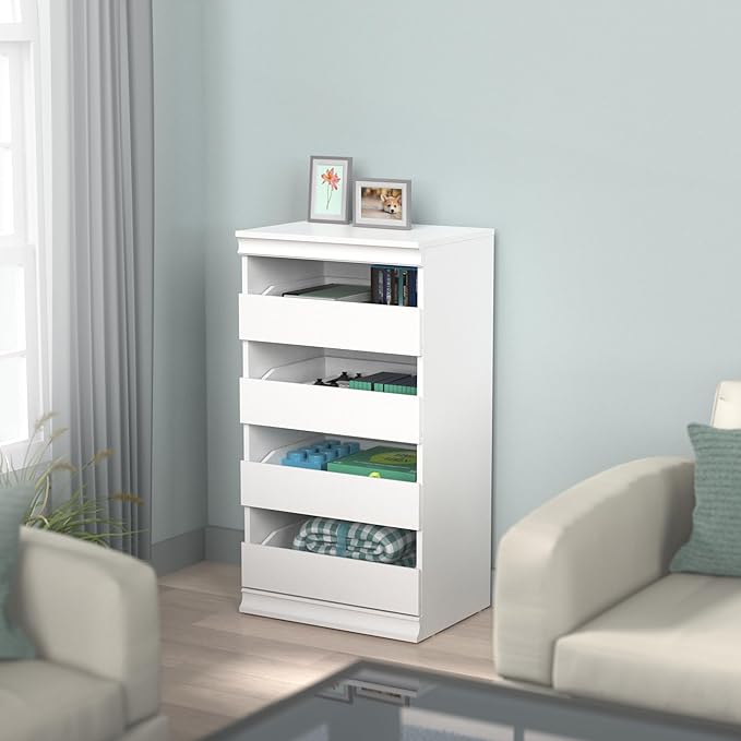 ClosetMaid Modular Storage Unit with 4 Drawers, Wood Closet Organizer, Stacking, Full Backer, Storage, Decorative Trim, White