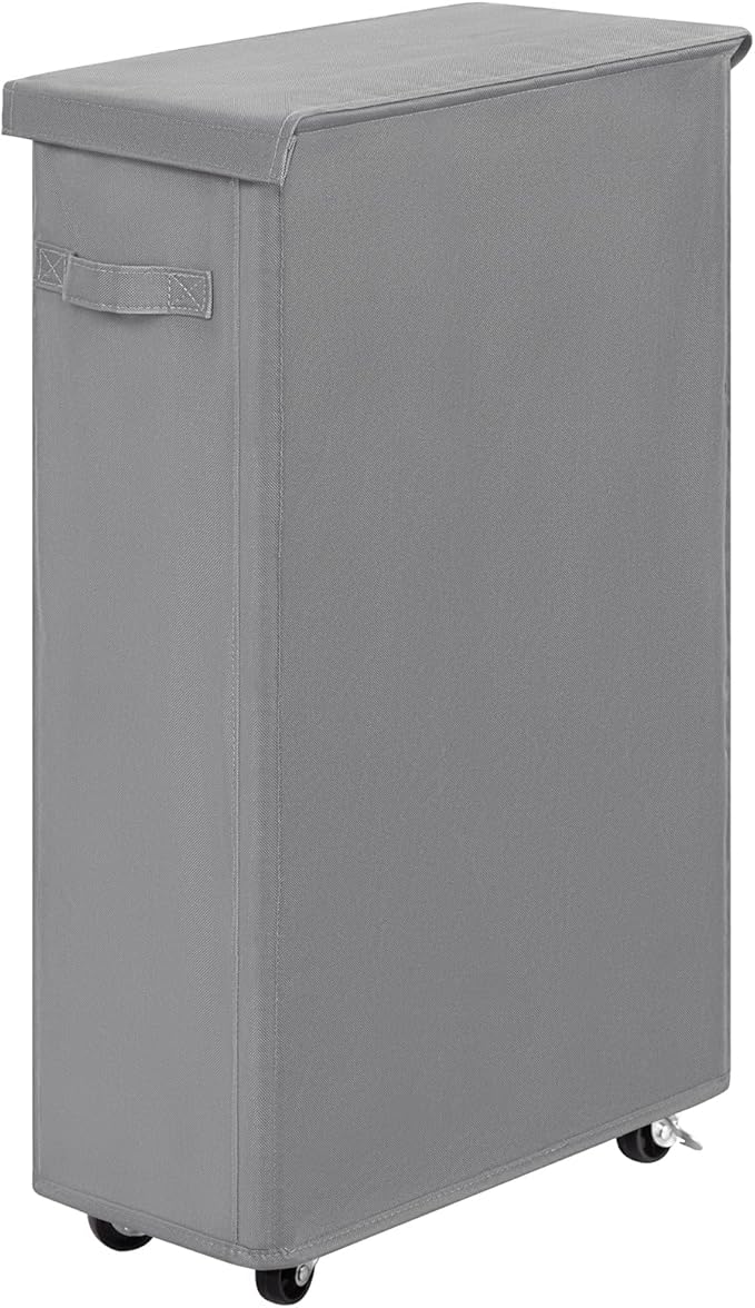 Chrislley 65L Slim Laundry Hamper with Lid Narrow Rolling Laundry Basket with Wheels Upgrade Foldable Dirty Clothes Hamper Portable Skinny Hamper Storage Bins (27.56 inches, Grey)