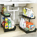 2 Pack Under Sink Organizer,2 Tier Pull Out Adjustable Height Under Cabinet Storage,Under Sink Storage for Kitchen Bathroom Cabinet