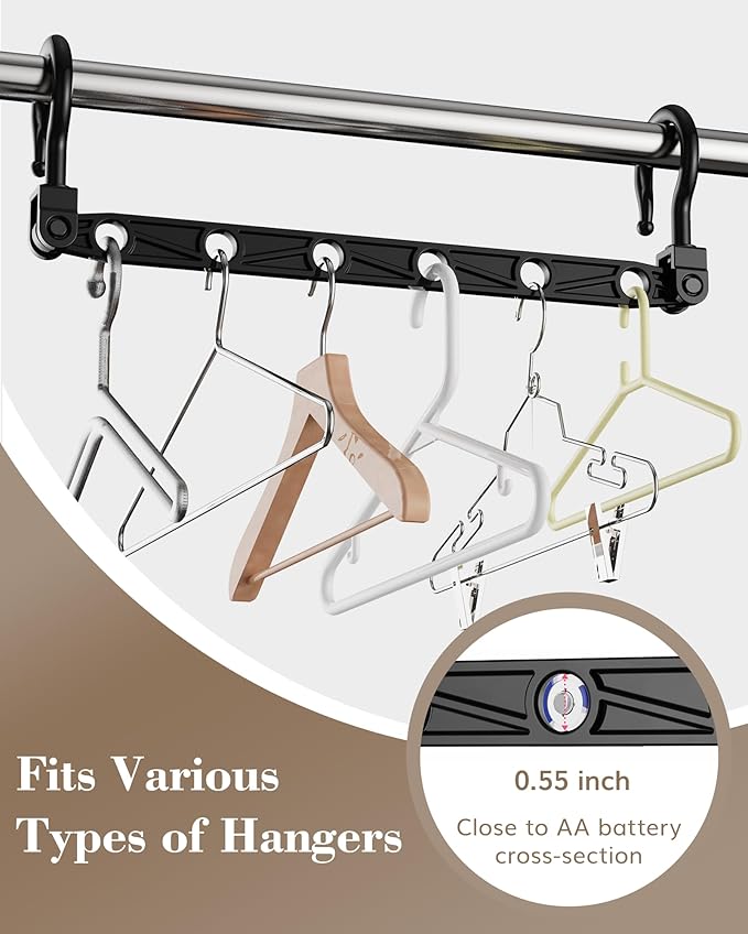 Space Saving Hangers for 96 Clothes, Reinforced Collapsible Hangers with 360° Swivel Hook, Hanger Hooks Space Saver for Closet Organizers and Storage, Dorm Room Essentials, Fully Assembled, Black