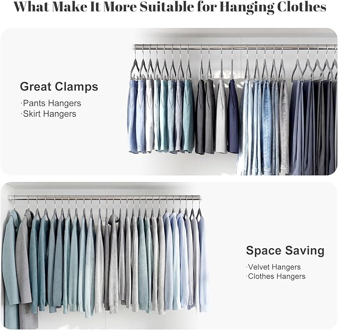 HOUSE DAY Velvet Skirt Hangers 12 Pack, Gray Velvet Pant Hangers with Adjustable Clips, Space Saving Slim Shorts Hanger, Heavy Duty Non Slip Clip Hanger for Pants, Skirts, Shorts
