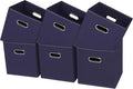 Black Fabric Cubby Storage Bins,13x13x13 Inches ,Cube Organizer Bin Foldable Storage Boxes with Dual Handles Fabric Organizer Box and collapsible Storage basket,Set of 6,Navy Blue