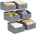 Lifewit Trapezoid Closet Storage Bins for Shelf, 6 Packs Non-woven Closet Organizer Baskets with Handles, Foldable Clothes Containers Boxes for Clothing, Book, Purse, 16L, Medium, Gray