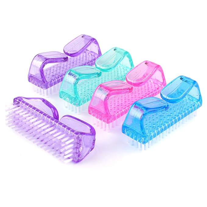 3Pcs Different Kinds of Fingernail brush with Plastic Handle Nail brush for cleaning Fingernails - Easy to use Nail Scrub brush - Nail Cleaner Nail brushes for Hands Feet(pink)