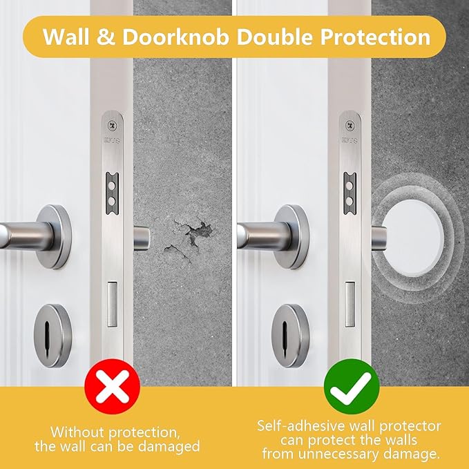 HOME MASTER HARDWARE 5" Wall Protector Round, 5 Pack Doorknob Wall Shield Guard Door Stop, Rigid Vinyl Hard Wall Protection Pads White with Self Adhesive Sticker