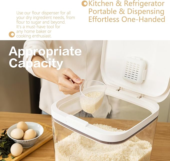 LivLab Flour Container 20LBS - 10 L /10.5 QT /10 KG - Rice Container Storage Food Grain Container Bins Household for Kitchen Pantry Organization (11L)