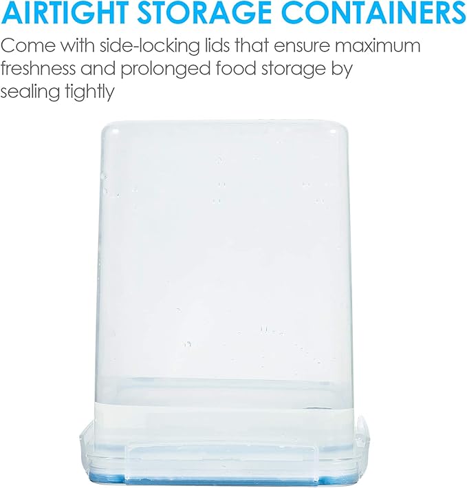 Vtopmart Large Food Storage Containers 5.2L / 175oz, 4 Pieces BPA Free Plastic Airtight Canisters for Flour, Sugar, Baking Supplies, Rice with Lids, 4 Measuring Cups and 24 Labels, Blue