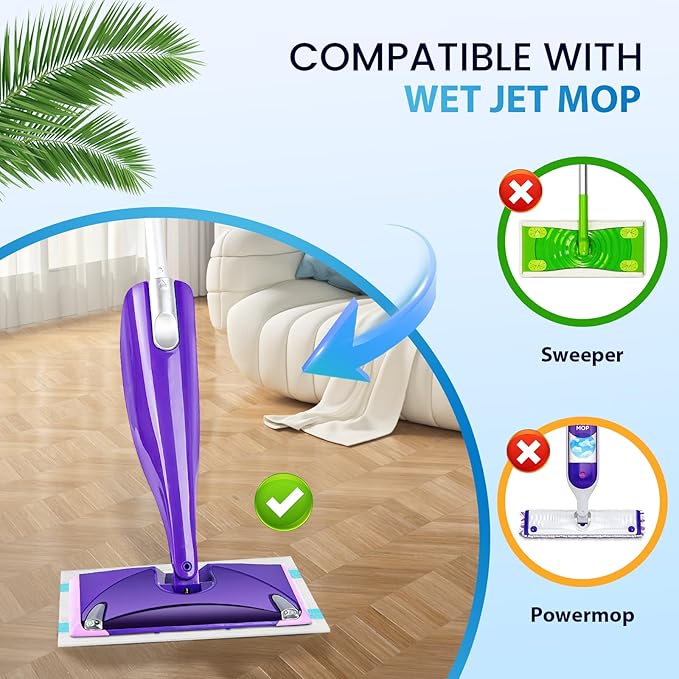 36 Count Refill for Swiffer Wet Jet Spray Mop, 5-Layer Thickened Super Absorbent Disposable Wet Jet Pads for All Floor Types