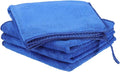 HARFINGTON 4 Pack Microfiber Cleaning Cloth, 8" x 8" Multi-Functional Cleaning Towels Reusable Absorbent Rags with Hook for Car Wash Kitchen Household Window Clean, Sapphire Blue
