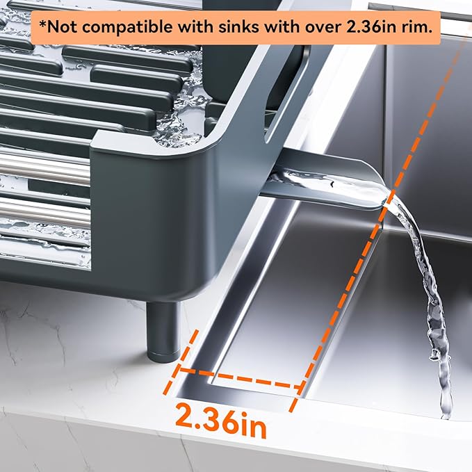 Stainless Steel Dish Drying Rack - Dish Drainer for Kitchen Counter, Extendable Drainboard with Foldable, Space-Saving Cup & Bowl Organizer, Includes Knife and Utensil Holder, Matte-Green