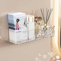 Lae Nuvole Wall Mounted Bathroom Caddy Organizer, Adhesive Shower Shelf for Inside Shower Caddy Plastic Bathroom Organizers and Storage for Wall, Makeup, Bath, Home Decor, No Drilling (Clear)