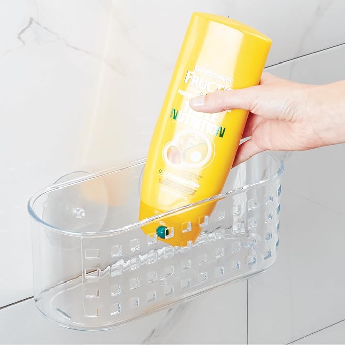 iDesign Hanging Suction Shower Caddy Basket for Bathroom Storage - Clear - Made in USA