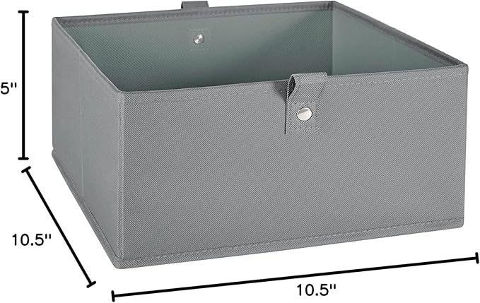 RiverRidge Kids 2pc Folding Storage Bins Set - 10.5” Bin Organizers with Handles - Gray Closet Organizer and Storage for Toys, Games, Shoes - Foldable Cube Storage Organizer Bins for Playroom, Nursery