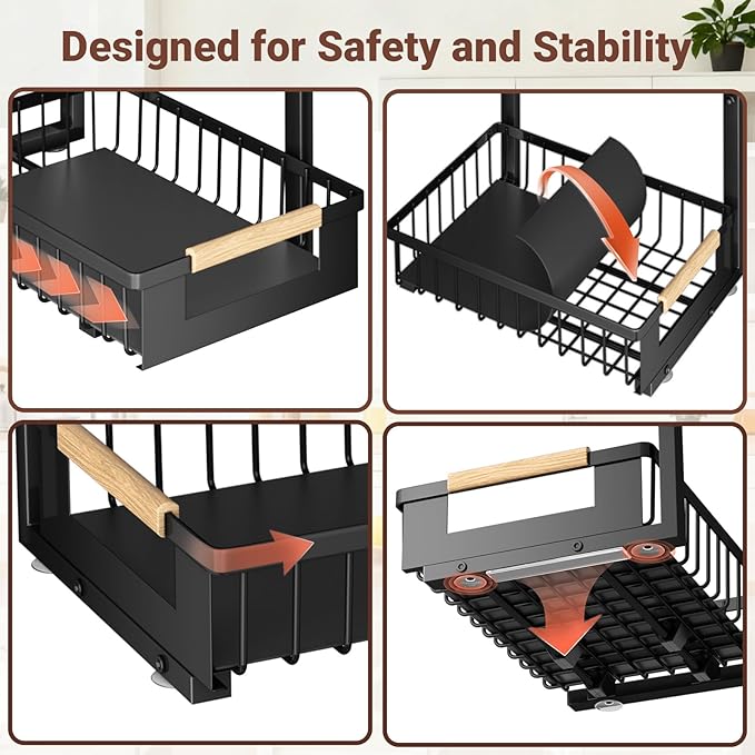 GUUKAR Under Sink Organizer 2-Pack Pull out Cabinet Organizer 2 Tier Metal Shelf Undersink Rack for Kitchen Bathroom Pantry Cabinet Organization and Storage, Black