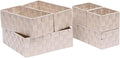 Storage Bins Woven Organizer Set of 6 – Polypropylene Storage Baskets with Metal Frame, Stackable Fabric Boxes for Drawers, Closet, Shelf, Nursery and Office, Beige
