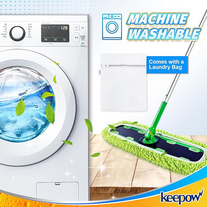 KEEPOW Reusable XL Mop Pads Compatible with Swiffer XL Sweeper, XL Dry Sweeping Cloths, XL Wet Mopping Cloths, Washable Microfiber XL Wet Pads Refills for Surface/Hardwood Floor Cleaning, 8 Pack
