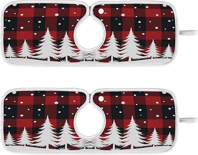 2 Pack Faucet Splash Catcher Christmas Tree Sink Mat for Faucet Absorbent Kitchen Splash Guard Drip Catcher for Farmhouse Barthroom Bar, M