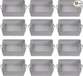 Storage Basket Bins with Metal Frame, Large Collapsible Fabric Storage Baskets for Organizing Shelf, Basket Organizer W/Handles for Blankets, Towels, Laundry, Shelves, 12-Pack, Grey