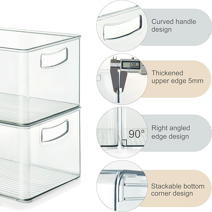 8 PACK Freezer Organizer Bins Fridge Organizer Stackable Storage Bins with Side Handles Refrigerator Organizers and Storage Home Organization Must Haves