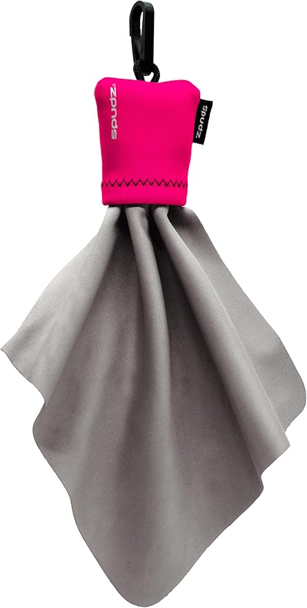 Microfiber Cloth Premium Screen Cleaner - SPUDZ 6x6 Hot Pink with Closable Bottom for Glasses, Camera Lens, Electronics, Phone, TV, Tablet