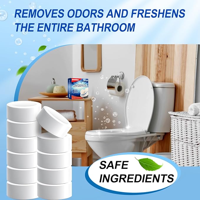 Automatic Toilet Bowl Cleaner Tablets,Bleach Descale&Deodorize-Tank Drop-In Tablets for Stain&Limescale Removal, Fresh Scent, Septic-Safe, Compatible with effective Works with Toilets-easy to use