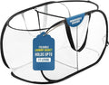 Foldable Laundry Basket - Popup and Collapsible, Durable Mesh Material, Folds for Storage, Easy Carry Handles - Great Hamper for College Dorm, Laundry Room or Travel (White-Black, 2-Compartments)