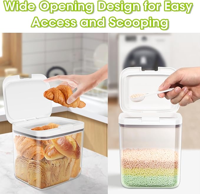 TBMAXS 2 Pack Flour and Sugar Storage Containers with One-Press Flip-up Lid, 2.1Qt + 4.75 Qt Food Storage Container for Rice, Nuts, Snack, Dog Treat, Laundry Room, Kitchen Organization