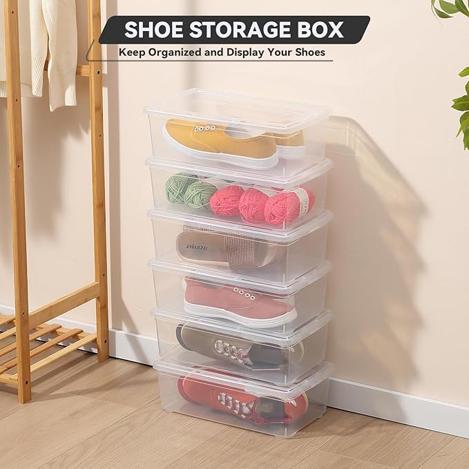 novelinks 6 Quart Clear Plastic Storage Bins with Transparent Lids Stackable Box Craft Storage Organizing Container Sensory Bin,8 Pack
