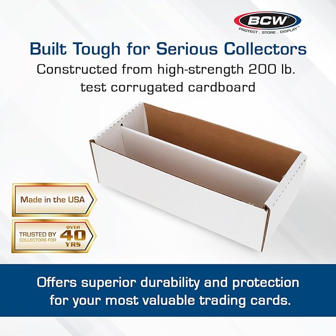 BCW Shoe Storage Card Box - 10 ct | Cardboard Box for Trading Cards, Gaming Cards, and Collectibles | Holds 1600 Standard Cards or 300 3x4 Toploaders | Gaming Card Organizer Box | Assembly Required