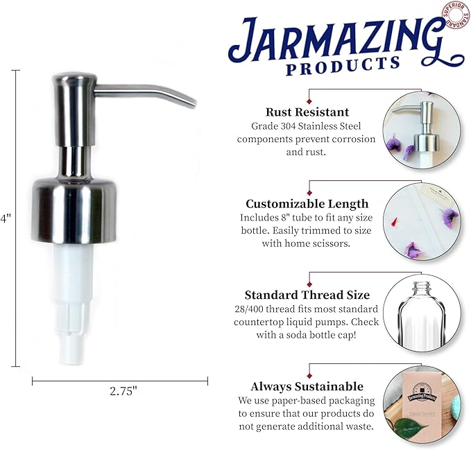 Stainless Steel Soap and Lotion Replacement Pump- Two Pack