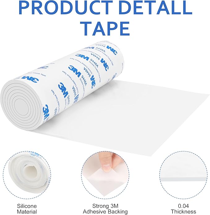 Silicone Furniture Pads, 5" x 40" Non Slip Furniture Pads Anti Skid Pads Non Slip Self Adhesive Cuttable Silicone Tape Strip Roll for Protecting Hardwood Floors Chair Wall Protector - White, 2 Pack