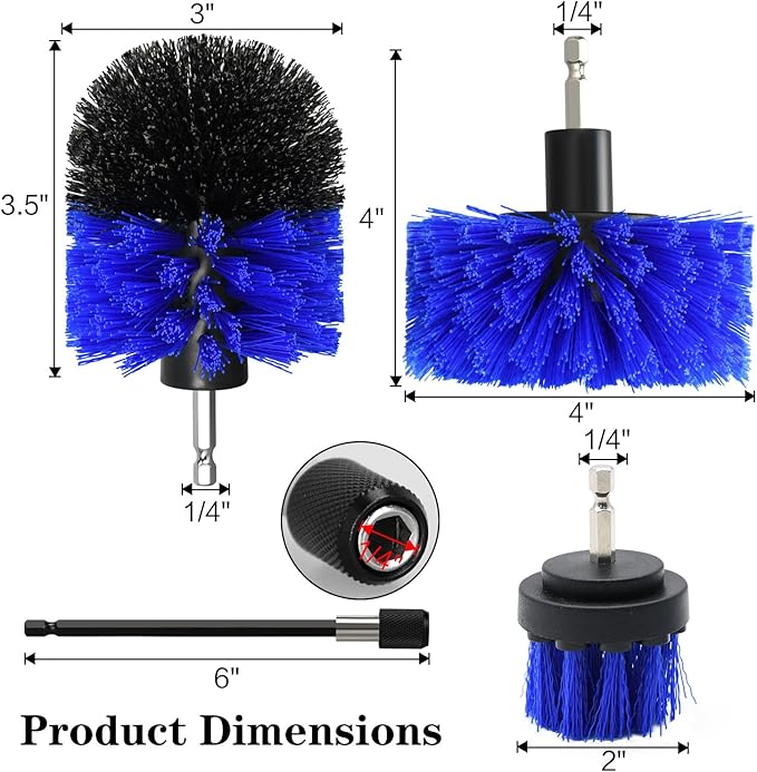 4pcs Drill Brush Attachment Kit, 2025 New Grout Drill Brush Set, All Purpose Power Scrubber Cleaning Kit for Bathtubs, Tile Grout Lines, Bathroom, Showers, Tile, Tile Seams