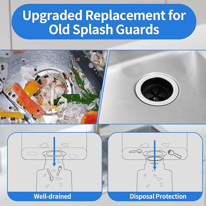 RQYEKDO Garbage Disposal Splash Guard,1 Pack 3 1/8 Inch Sink Baffle Disposer Drain Splash Guard Collar EPDM Rubber Upgraded Replacement Quiet Cover for Waste King, Whirlaway, GE Disposer
