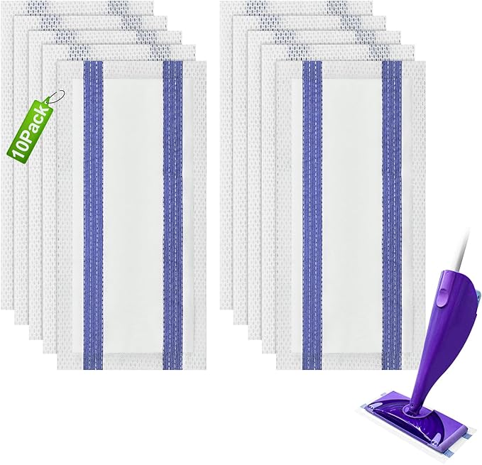 Mop Pad Refills Compatible with WetJet,10 Count Disposable Mop Pads Refills Compatible with Swiffer Wet Jet Spray Mops,Wet Dry Use Heavy Duty Mopping Pads for All Purpose Multi Surface Floor Cleaning