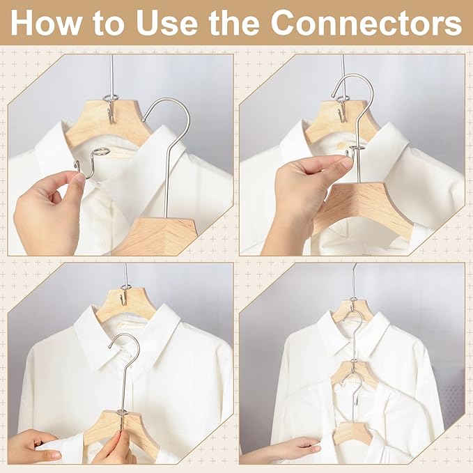 Sosation 45 Pcs Clothes Hanger Extender Connector Hooks Space Saving Hooks Metal Mini Cascading Hook Outfit Hanger Extender Clips for Heavy Duty Clothes Wooden Closet Organizer