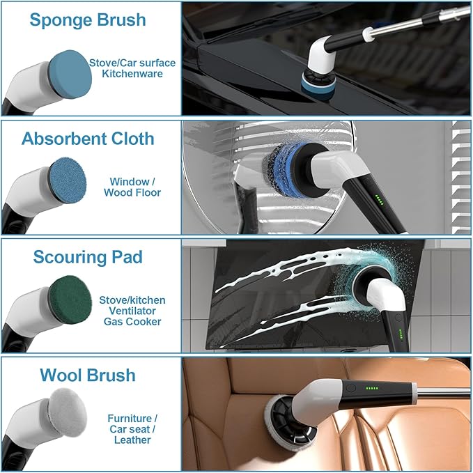 Replaceable Brush Heads Set,8 Pcs Set Suitable for Electric Spin Scrubber,Spin Brush Heads Replacement for Most Brands of ANS-8051A/8050 Cordless Shower Scrubber,for Home and Kitchen,Bathroom,Car