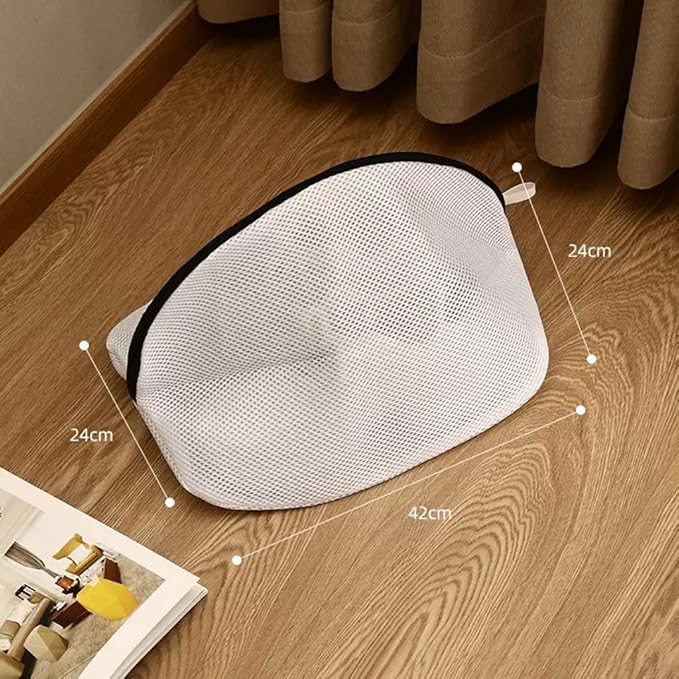 Mesh Laundry Shoe Bag for Washing Machine, White with Black Trim, Protective Wash Bag (1, Large)