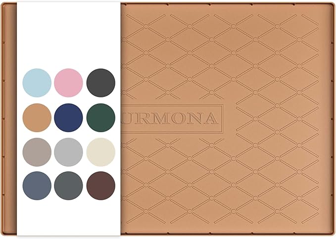 URMONA 31" x 19" Waterproof Silicone Mat in Multiple Sizes & Colors, Under Sink Mat for Kitchen & Bathroom, Pet Food Pad for Dogs & Cats, Kitchen Cabinet Liner, Multi-Purpose for Storage(Khaki)