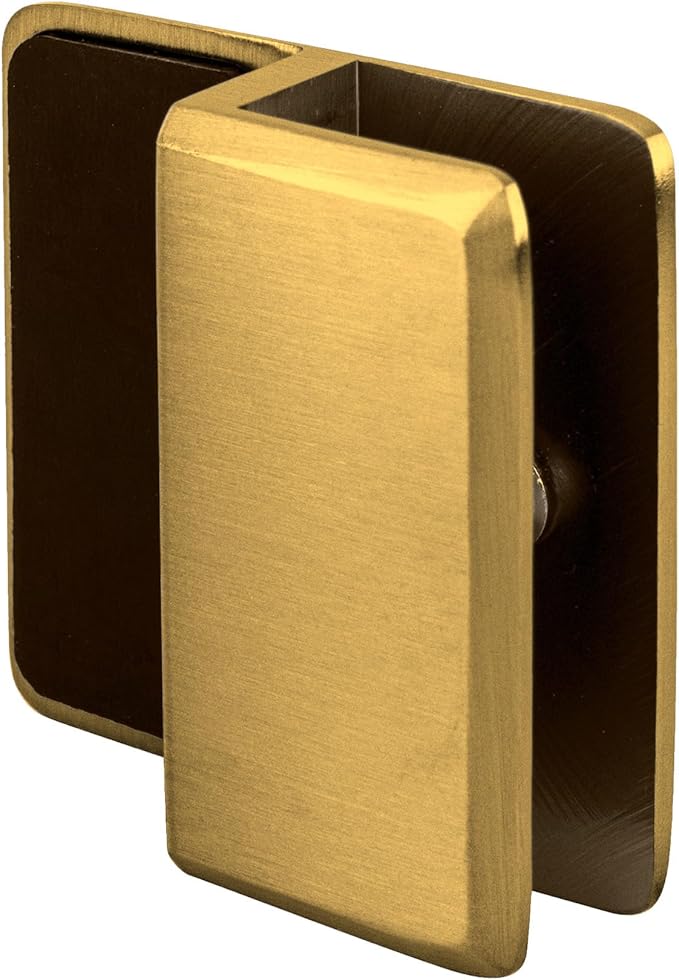 Brixwell Satin Brass Beveled Frameless Shower Door Stop for Glass Thickness 1/4" to 3/8", Non-Slip Barrier, Stylish Modern Bathroom Accessory