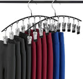 Leggings Organizer for Closet Hanging Space Saving Legging Hangers with Multiple Clips, Curved Hanger for Leggings, Yoga Pants & Shorts, Closet Organizer Hanger | 2 Pack Legging Hangers