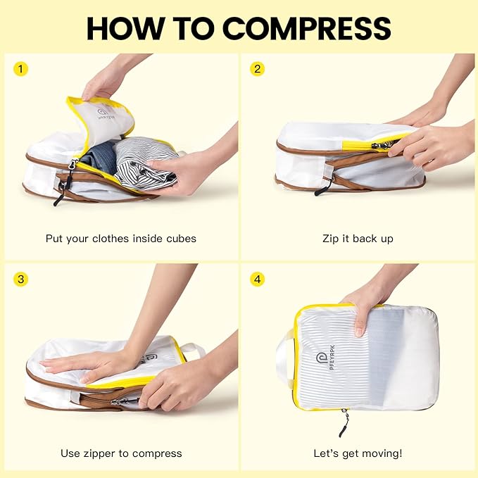 Lightweight Compression Packing Cubes for Suitcases, Compressible Expandable Travel Packing Organizer with Clear Toiletries and Backpack Bag, Travel Essentials for Carry on Luggage 7 Set