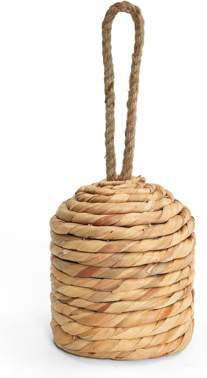 Decorative Door Stop With Handle - Natural Water Hyacinth Nautical Doorstop for Inside, Weight to Keep Open - Cute Stoppers for Bottom, Heavy Weighted