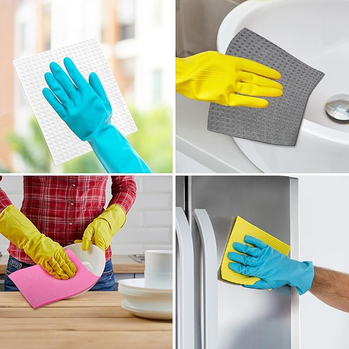 AIDEA Swedish Dishcloths for Kitchen, 10PK, White, Absorbent Sponge Dish Cloth, Dishcloths for Washing Dishes, Reusable Paper Towels Dish Cloths, Swedish Towels for Home, Kitchen, Glass, 7" x 6"