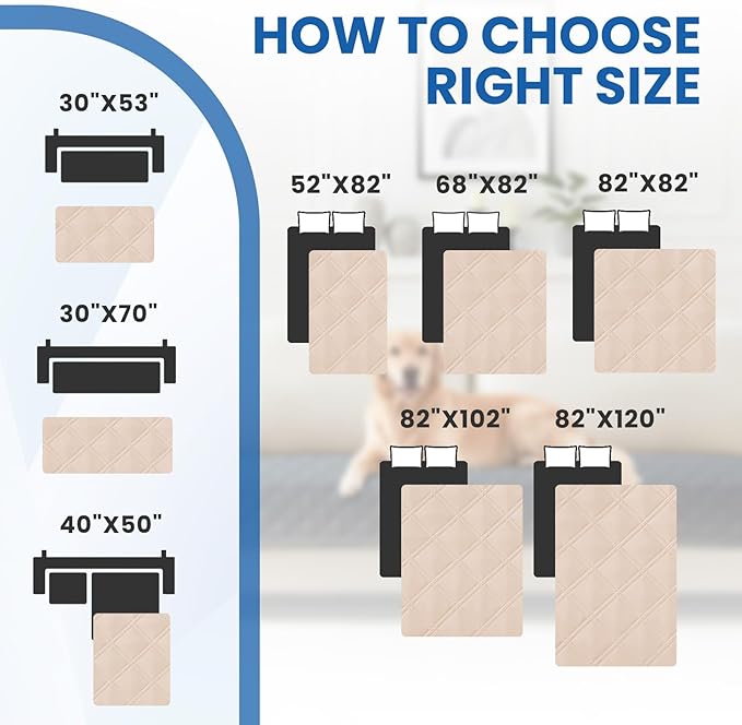 Waterproof Couch Covers for Pets, Waterproof Dog Bed Cover, Anti-Slip Soft Dog Blankets, Couch Cover for Dogs Washable, Pet Blanket for Puppy Large Dogs Cat (82x82 Inch, Beige)