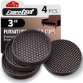 Ezprotekt Non Slip Furniture Pads, 4 Pcs 3" Anti Slip Rubber Caster Cups, Anti Skid Furniture Coasters for Hardwood Floors, No Slide Furniture Gripper, Furniture Stoppers to Prevent Sliding (Brown)