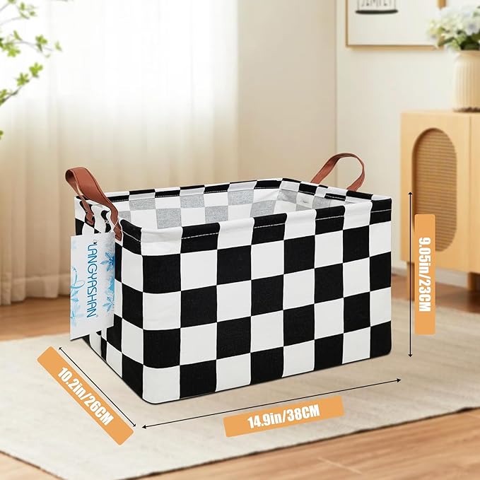 LANGYASHAN Rectangular Storage Bin Collapse Canvas Fabric Cartoon Storage Basket with Handles for Organizing Home Kitchen Boys and Girls Toys Office Closet Shelf Baskets (Rec-Racing flag)