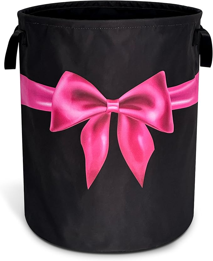 Breast Cancer Awareness Laundry Basket Oxford Cloth Pink Ribbon Laundry Hamper With Handle Foldable Portable Clothes Storage Basket 18.9 X 16.5 In Storage Bag For Laundry Room/Bathroom/Bedroom